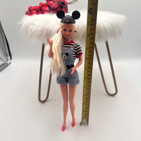 Vintage 1996 Disney Mickey Mouse Barbie Doll Overalls Mickey Ear Hat Shoes  Accs - Picture 4 of 10